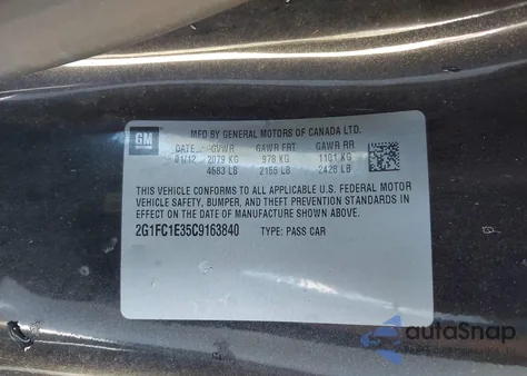 2012 Chevrolet Camaro 2Lt z USA, uszkodzony, nr VIN 2G1FC1E35C9163840